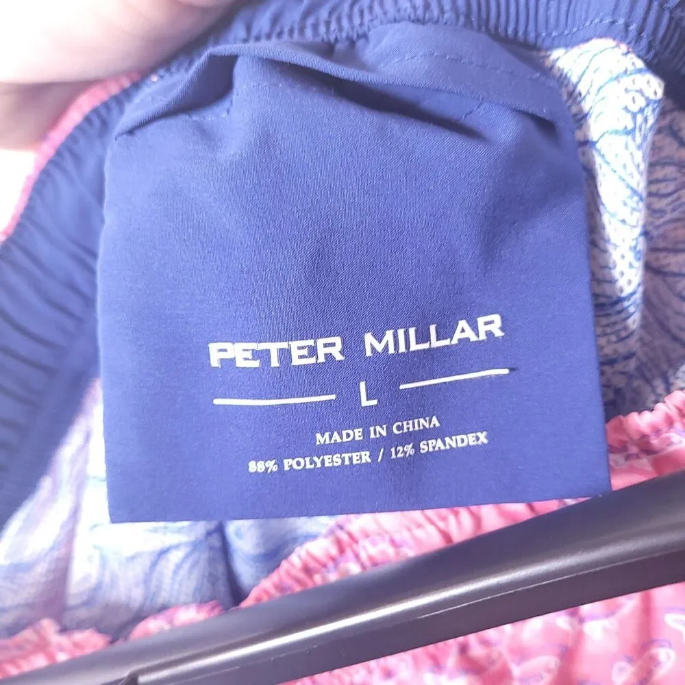 Peter Millar Swim Trunks Mens Large Red School Of Fish